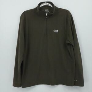 North Face Pullover Mens Medium Green TKA 100 Fleece Quarter Zip Outdoor Hiking‎